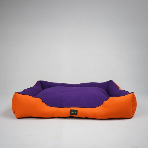 Skatrs Square Shaped bed for Dogs & Cats (Orange/Purple)
