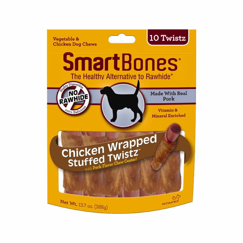 SmartBones Dog Treat Chicken Wrapped Stuffed Twistz 10pk