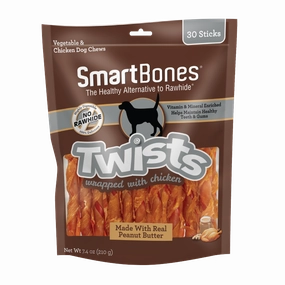 Smartbones Dog Treat Chicken Wrapped Twistz with Peanut Butter 30pk