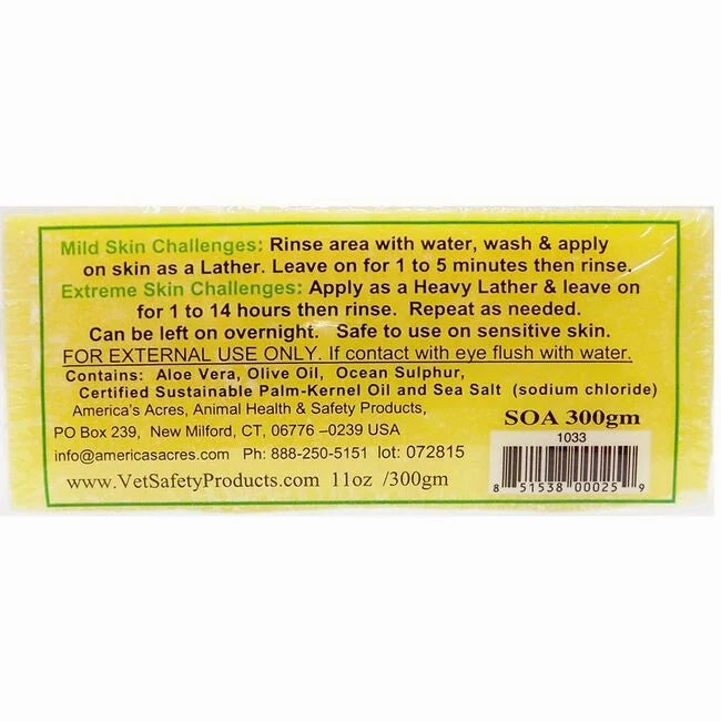 SOA  Itch Be Gone 100% Natural Sulfur Soap Bar for Horses, Dogs, & Cats