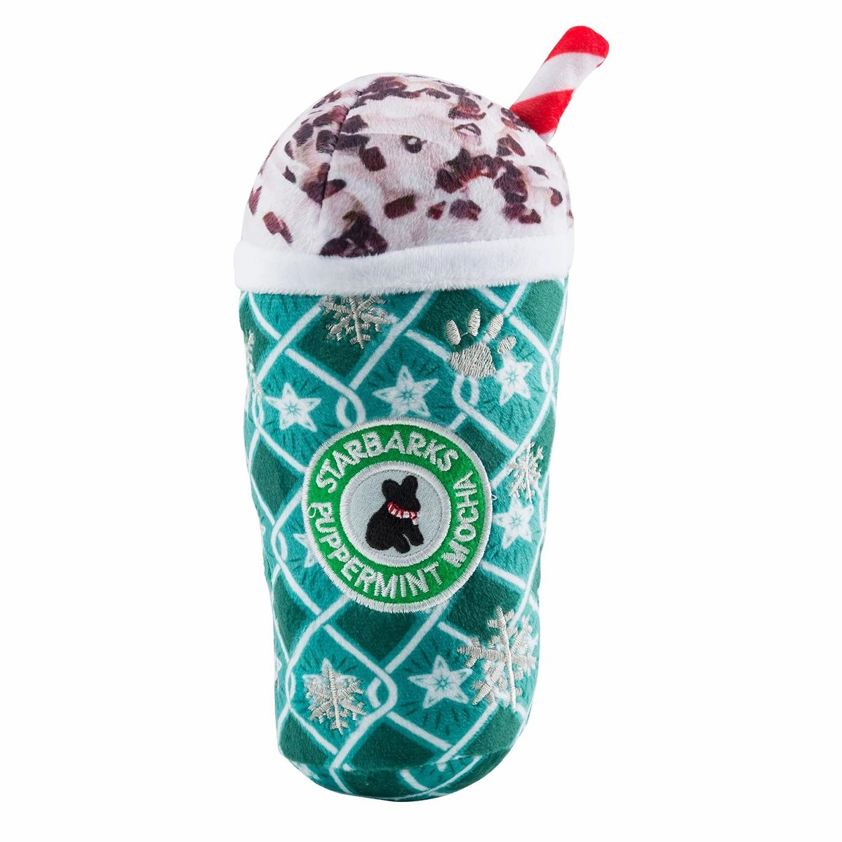 Starbarks Puppermint Mocha Green Stars Cup Dog Toy
