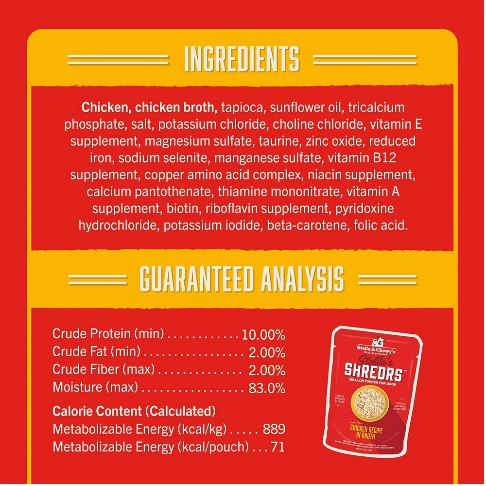 Stella's Shredrs Chicken Recipe in Broth Dog Pouch