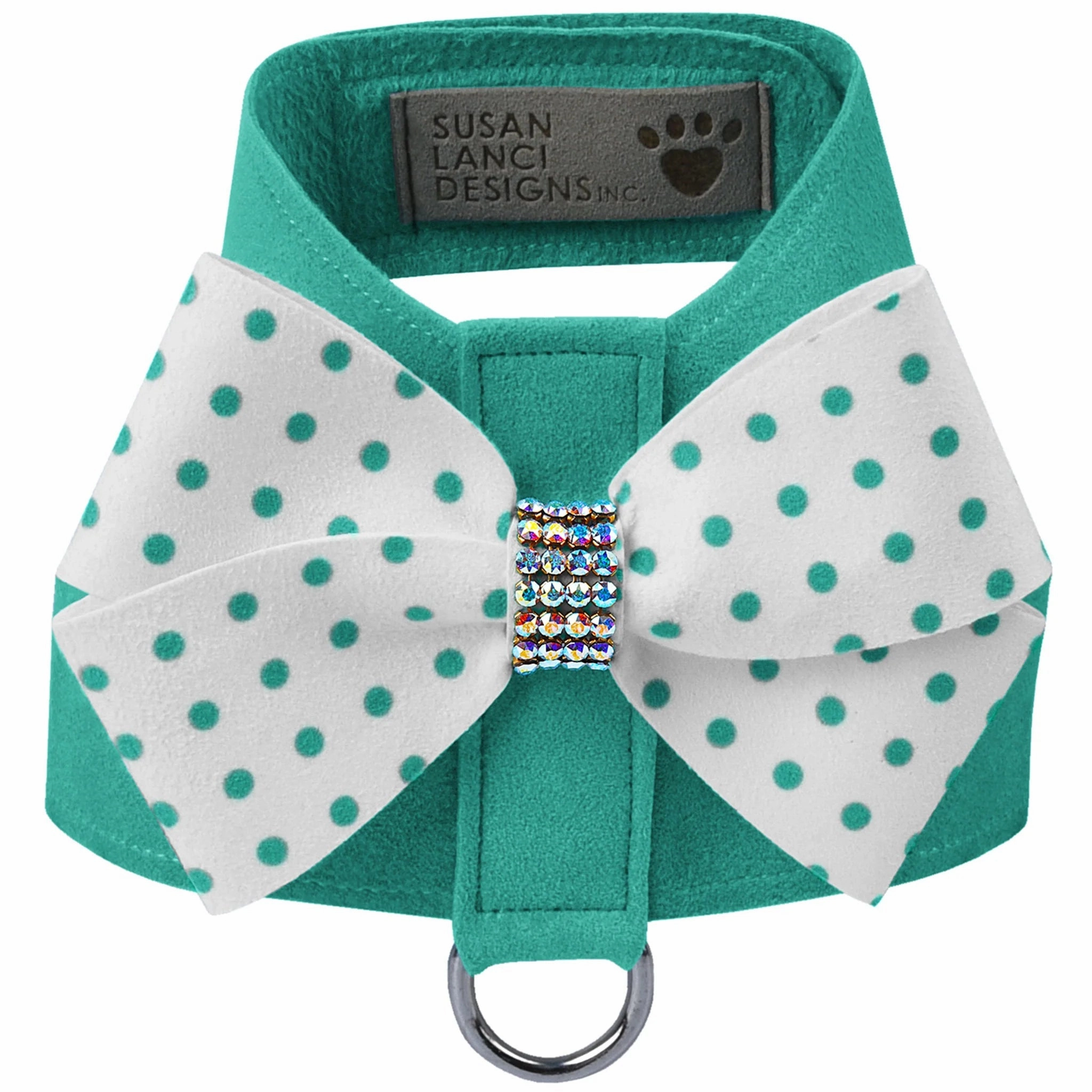 Susan Lanci Bimini Polka Dot Nouveau Bow Tinkie Harness with Ab Crystal