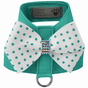 Susan Lanci Bimini Polka Dot Nouveau Bow Tinkie Harness with Ab Crystal