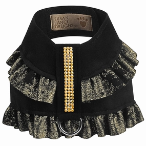 Susan Lanci Black Glitzerati Pinafore Ruffles with Gold Giltmore Tinkie Harness