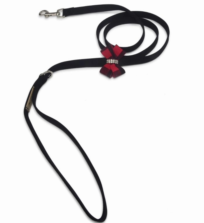 Susan Lanci Red Tinkie Harness with Red Gingham Bow