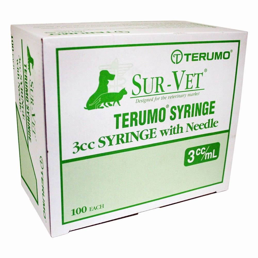 Terumo SUR-VET Luer Lock Syringe with Needle, 3 cc LL, 100 ct