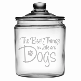 The Best Things In Life Glass Dog Treat Jar
