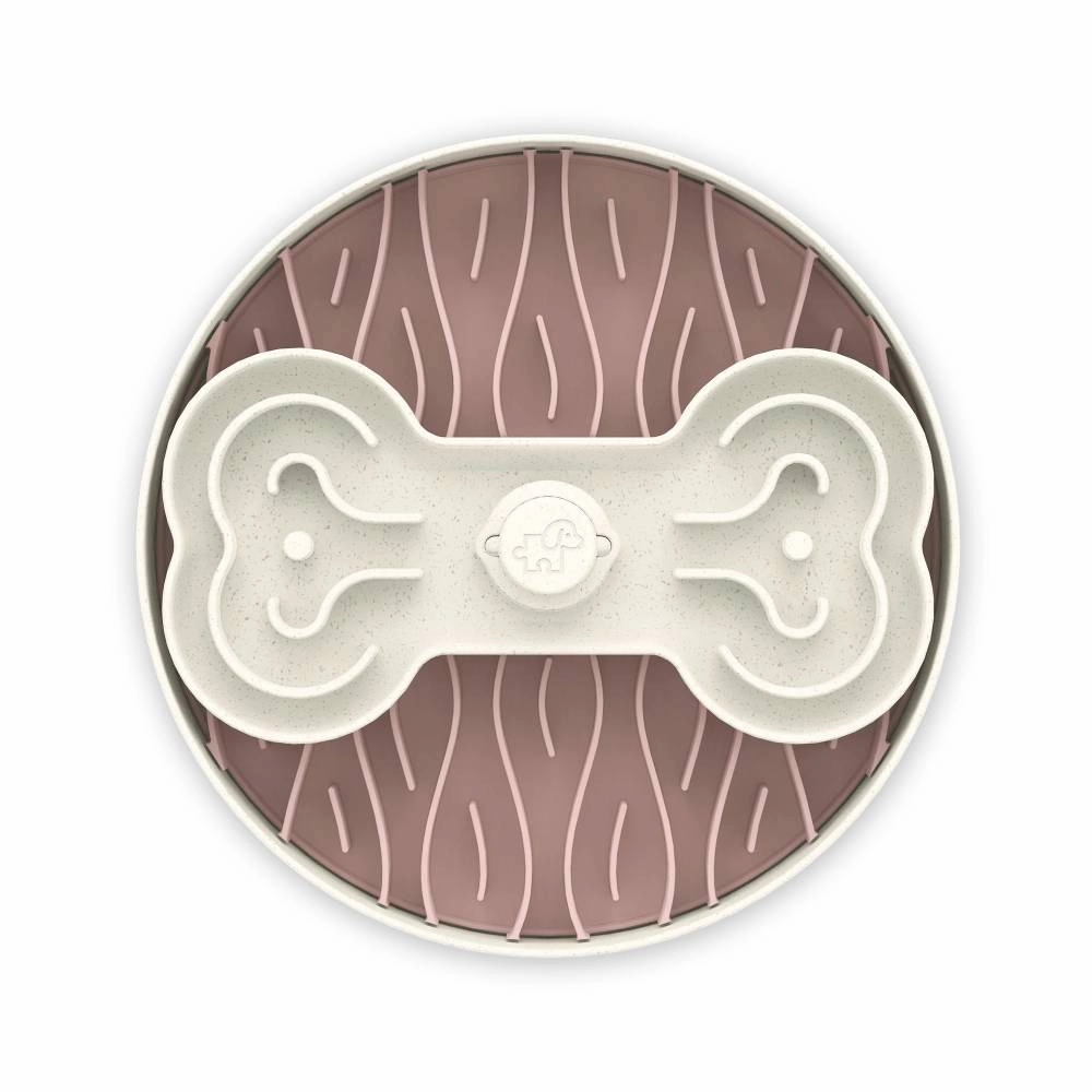 The Source-sage Club Dog Slow Feeder Puzzle Bowl Coral Pink