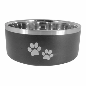 ThoozyPet Double Wall Bowl with Paws in Black