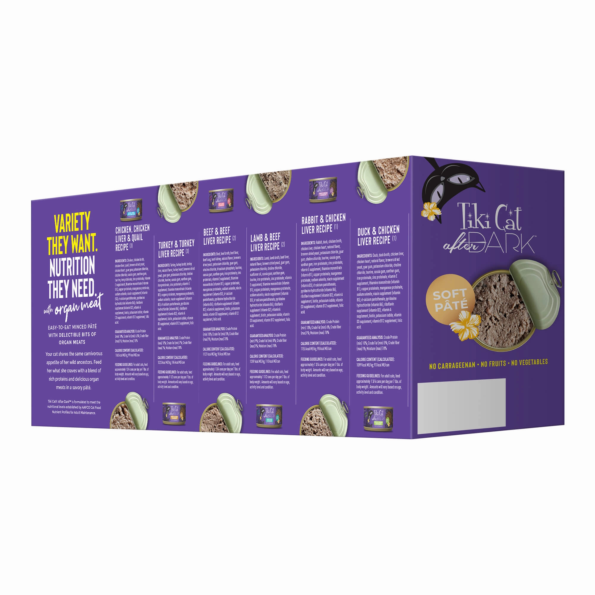Tiki Cat After Dark Pate Wet Cat Food, Variety Pack, 3 oz Cans, 12 ct