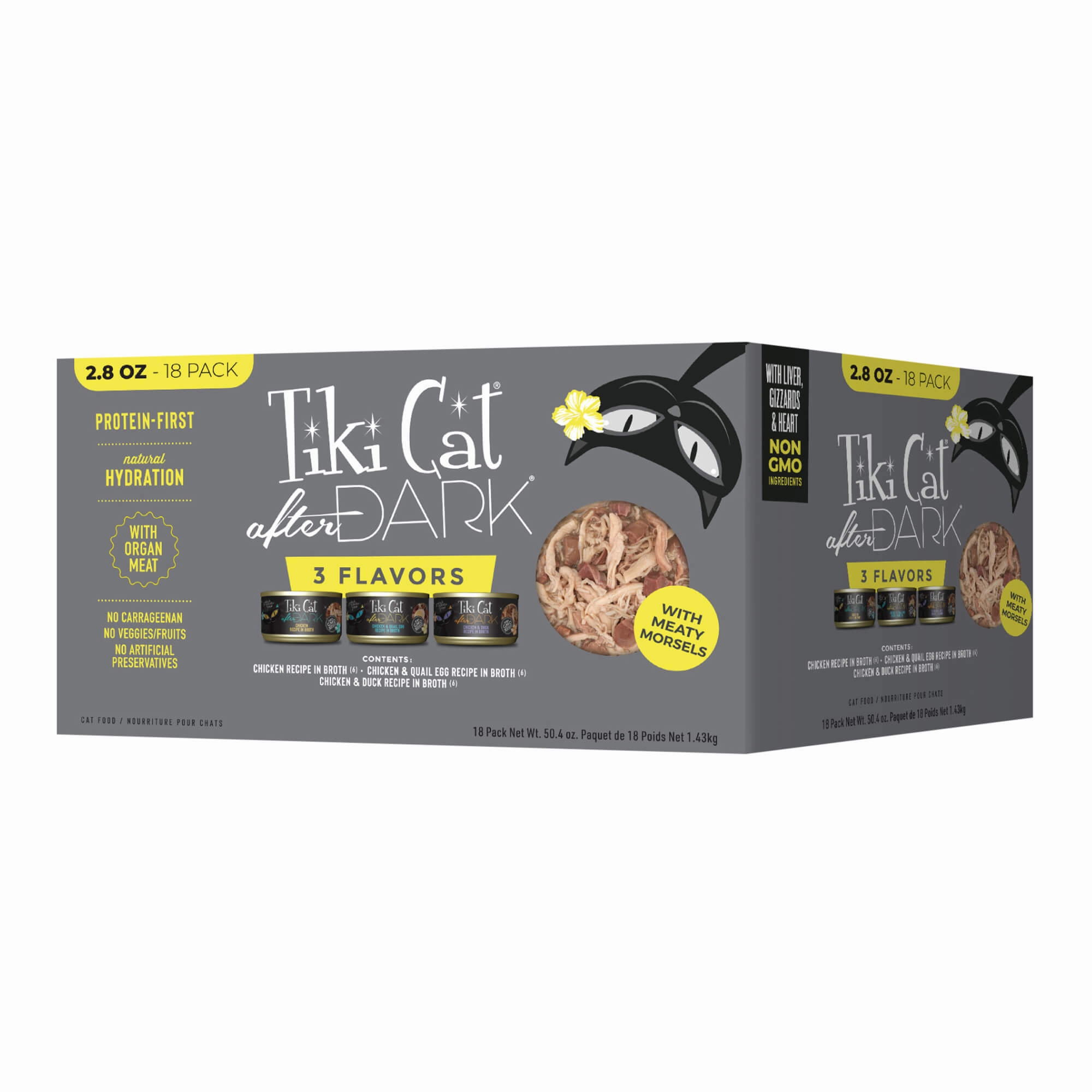 Tiki Cat After Dark Wet Cat Food, Whole Foods Variety Pack, 2.8 oz Cans, 18 ct