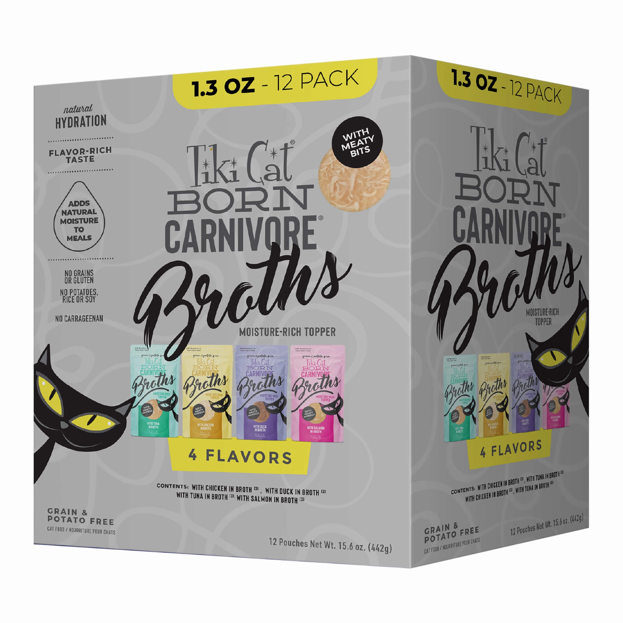 Tiki Cat Born Carnivore Broths Wet Cat Food Topper, Variety Pack