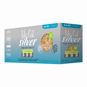 Tiki Cat Silver Wet Cat Food for Seniors, Variety Pack, 2.4 oz Cans, 12 ct