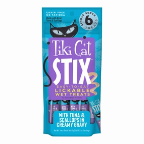 Tiki Cat Stix Wet Cat Treats, Tuna & Scallops, Case of 12 (6 ct)