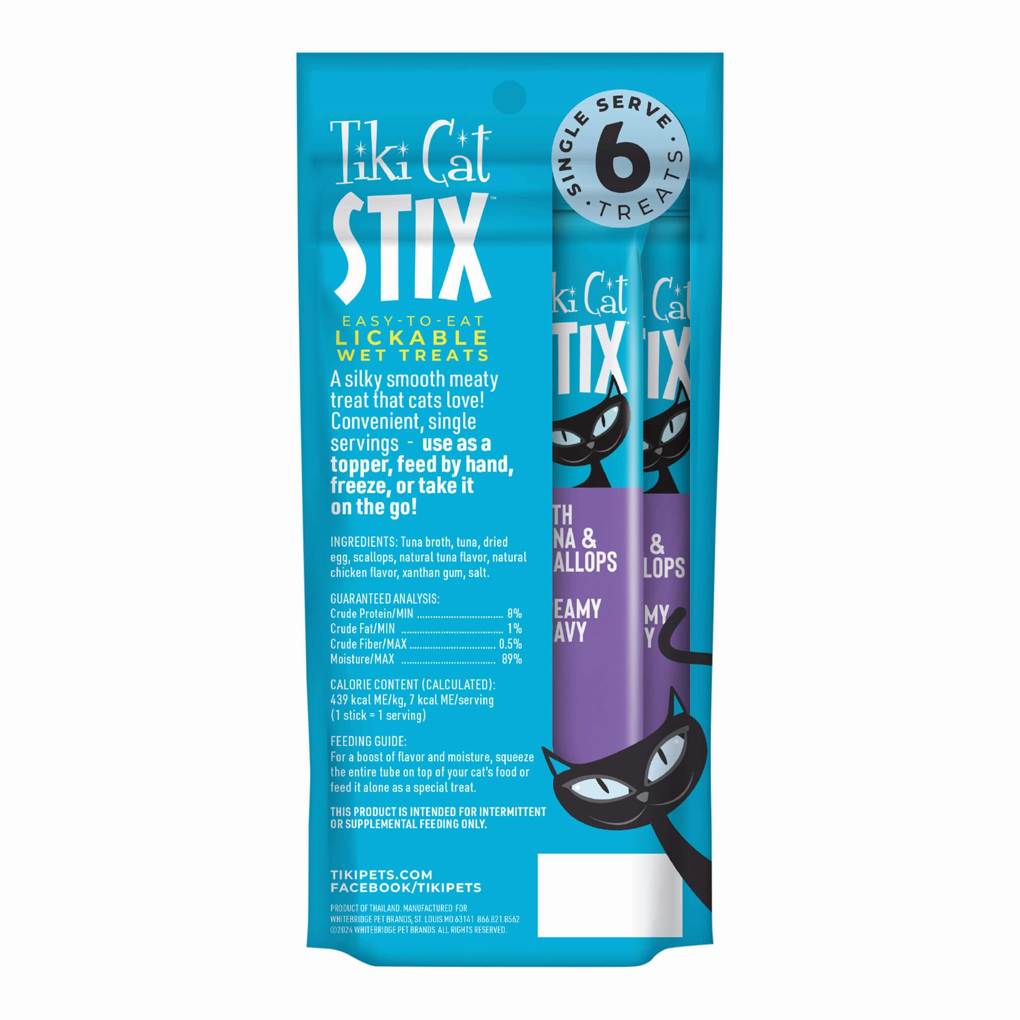 Tiki Cat Stix Wet Cat Treats, Tuna & Scallops, Case of 12 (6 ct)