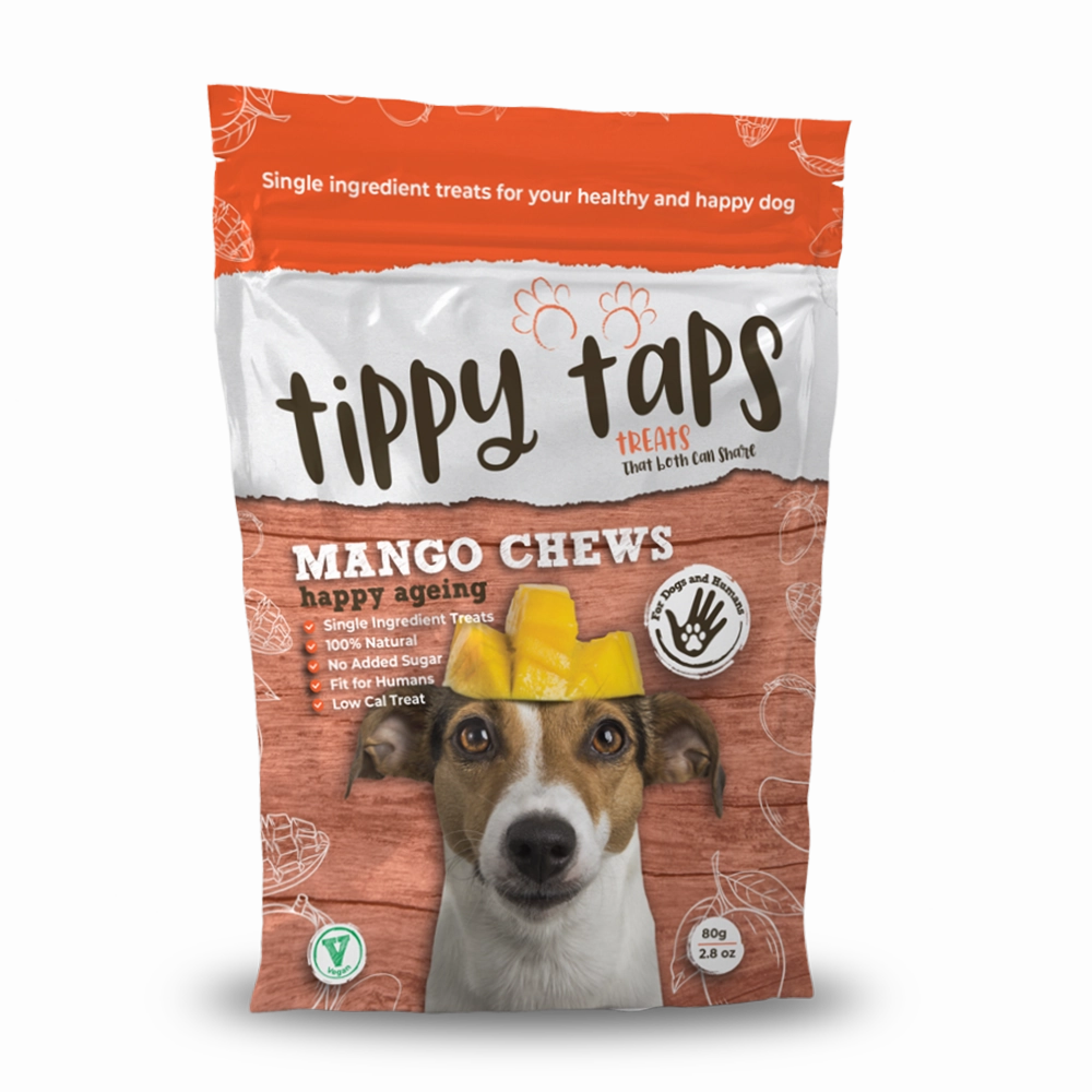 Tippy Taps Dog Treats Mango Chews Happy Ageing 80g