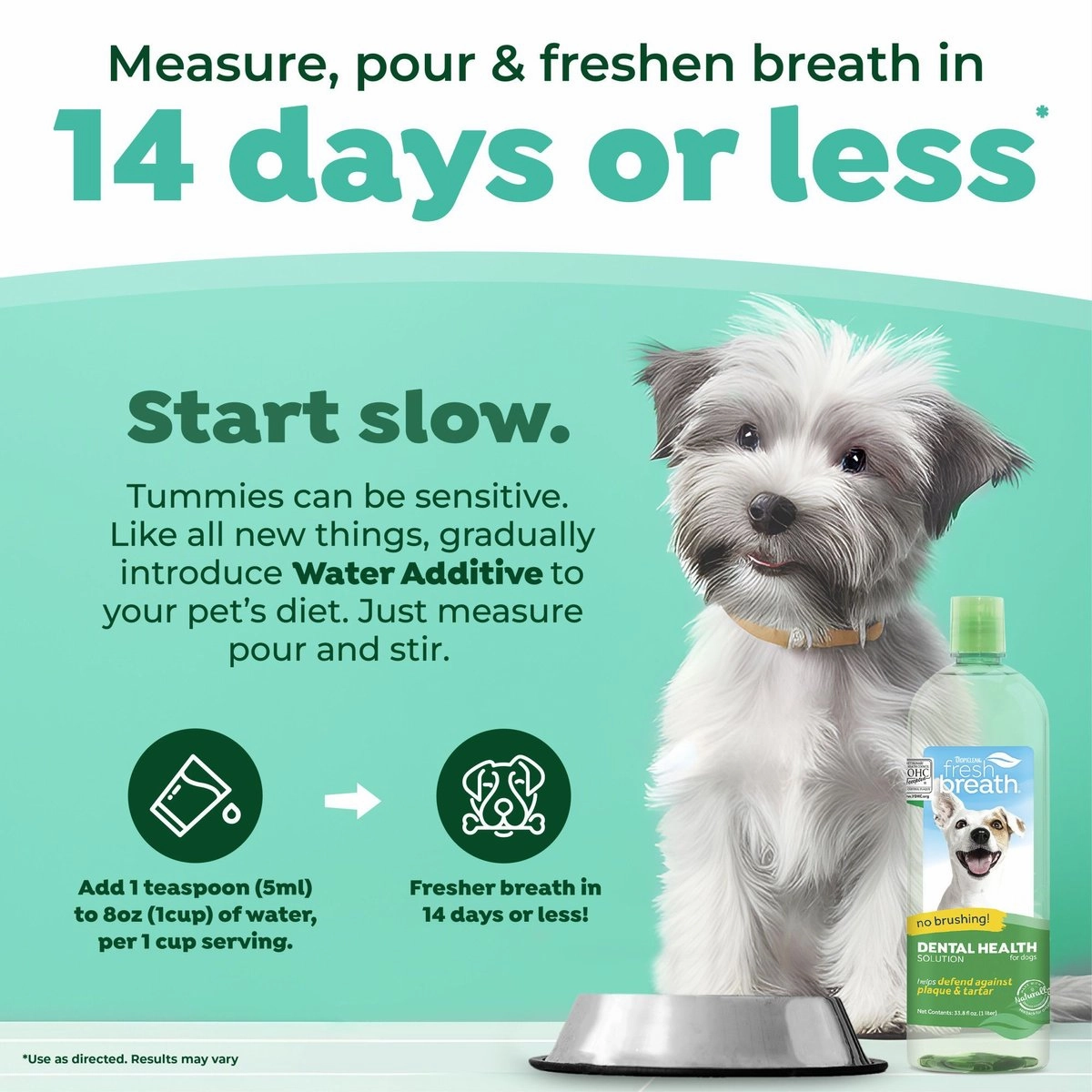 TropiClean Fresh Breath Dental Health Solution Water Additive for Dogs