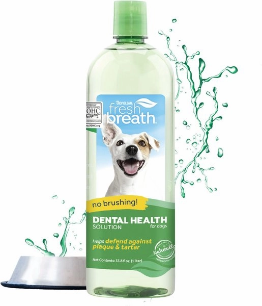 TropiClean Fresh Breath Dental Health Solution Water Additive for Dogs