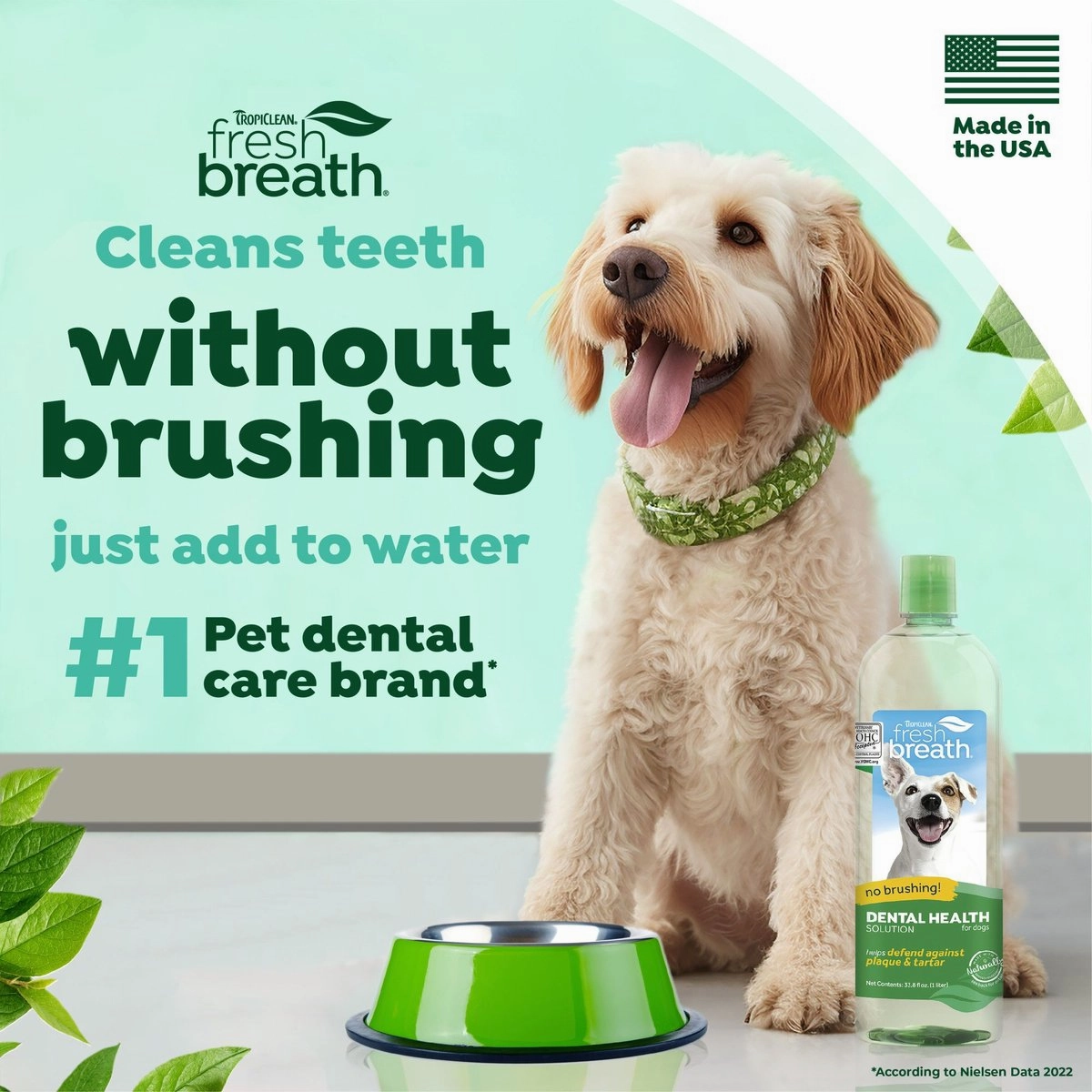 TropiClean Fresh Breath Dental Health Solution Water Additive for Dogs