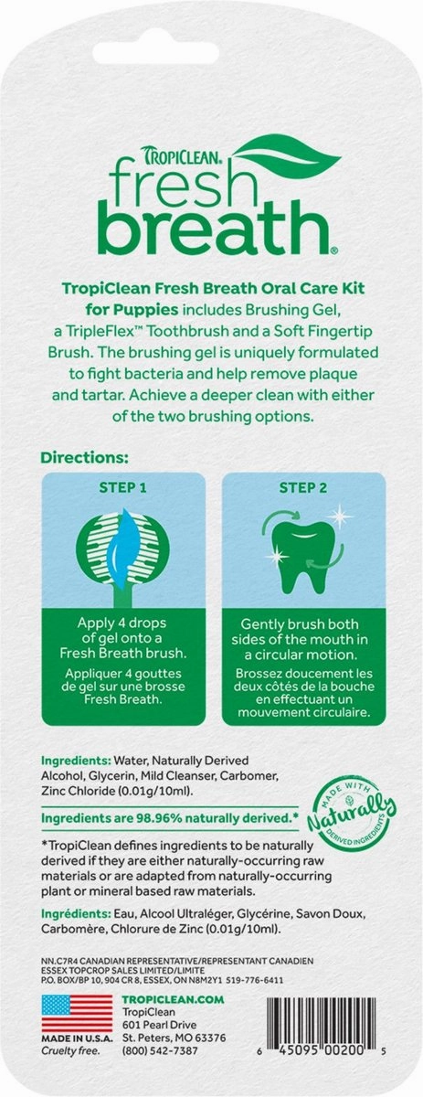 TropiClean Fresh Breath Oral Care Plaque & Tartar Defense Puppy Dental Kit