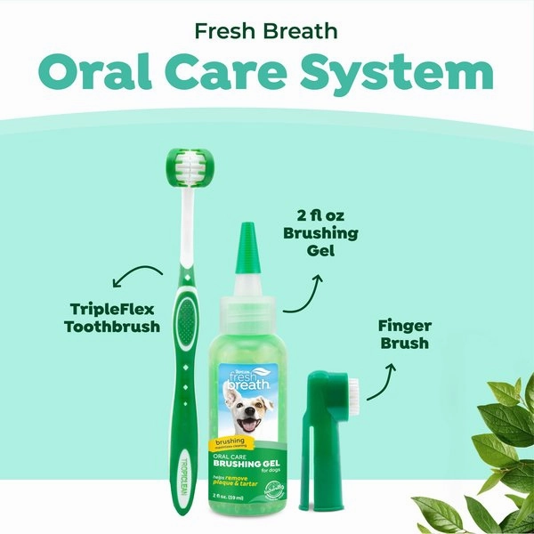 TropiClean Fresh Breath Oral Care Plaque & Tartar Remover Small/Medium Dog Toothbrush Kit