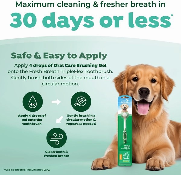 TropiClean Fresh Breath Tripleflex Plaque & Tartar Remover Large Dog Toothbrush