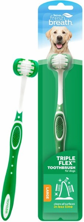 TropiClean Fresh Breath Tripleflex Plaque & Tartar Remover Large Dog Toothbrush