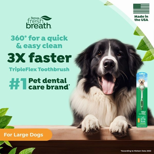 TropiClean Fresh Breath Tripleflex Plaque & Tartar Remover Large Dog Toothbrush