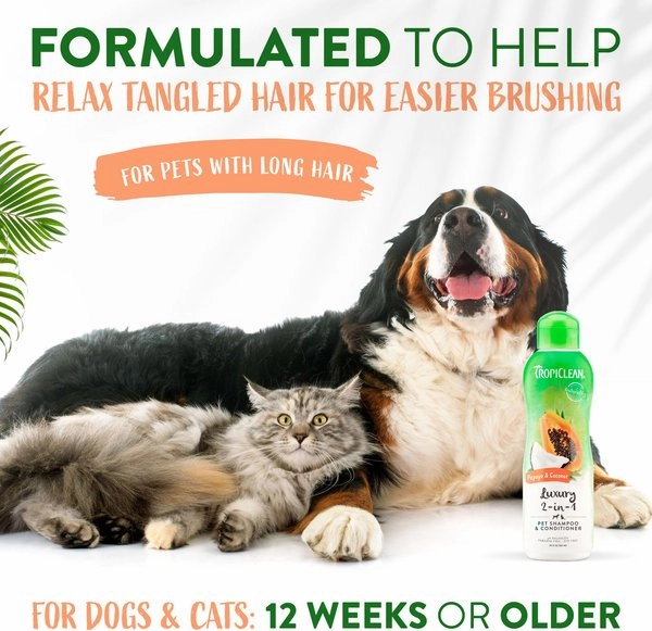 TropiClean Luxury 2-in-1 Papaya & Coconut Shampoo & Conditioner for Dogs