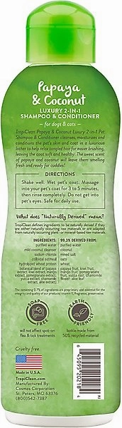 TropiClean Luxury 2-in-1 Papaya & Coconut Shampoo & Conditioner for Dogs