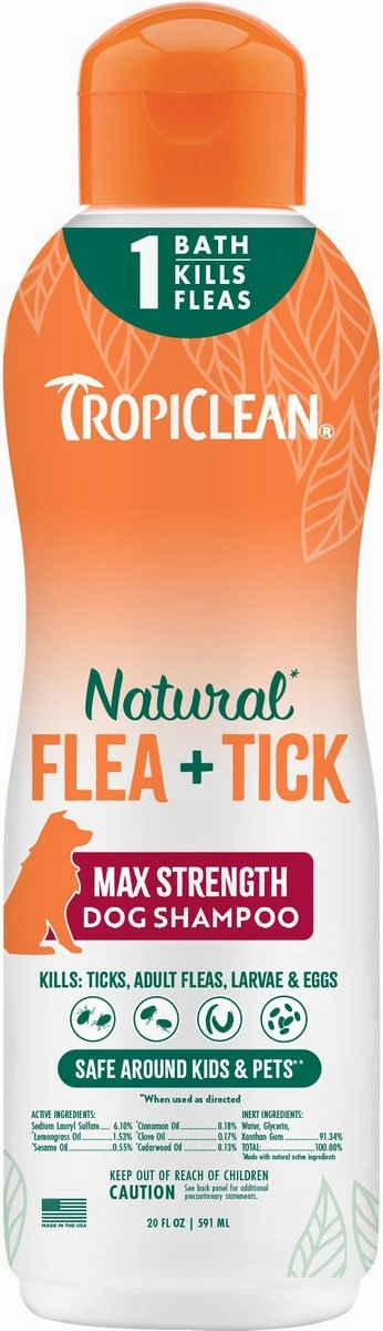 TropiClean Natural Maximum Strength Flea & Tick Treatment Shampoo for Dogs