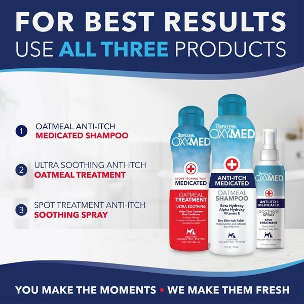 TropiClean OxyMed Medicated Itch Relief Oatmeal Shampoo for Dogs
