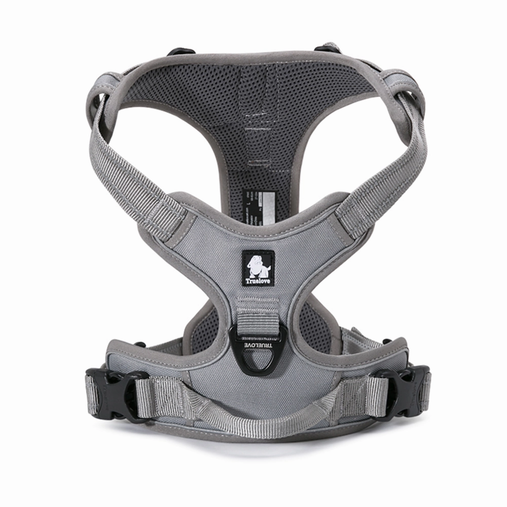 Truelove Classic Harness and Padded Collar for Dogs (Grey) - S