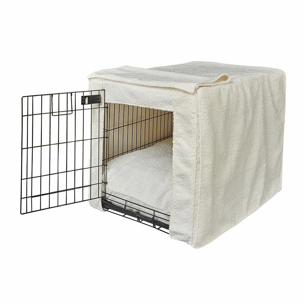 Vanilla Boucle Double Door Dog Crate Cover