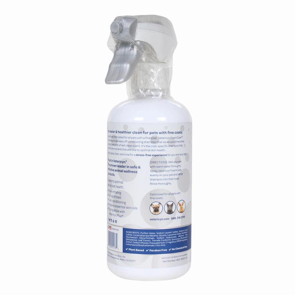 Vetericyn FoamCare Low Density Fine Coats Spray Shampoo, 16 oz