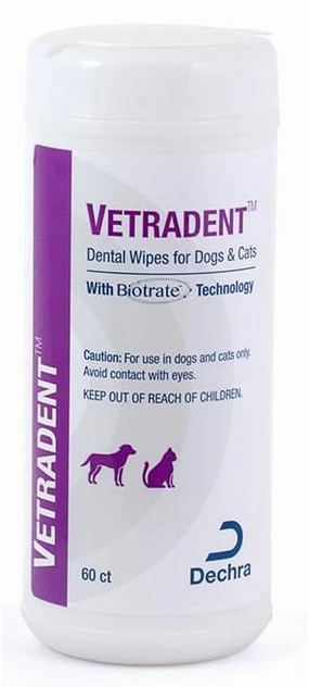 Vetradent Dental Wipes, 60 ct