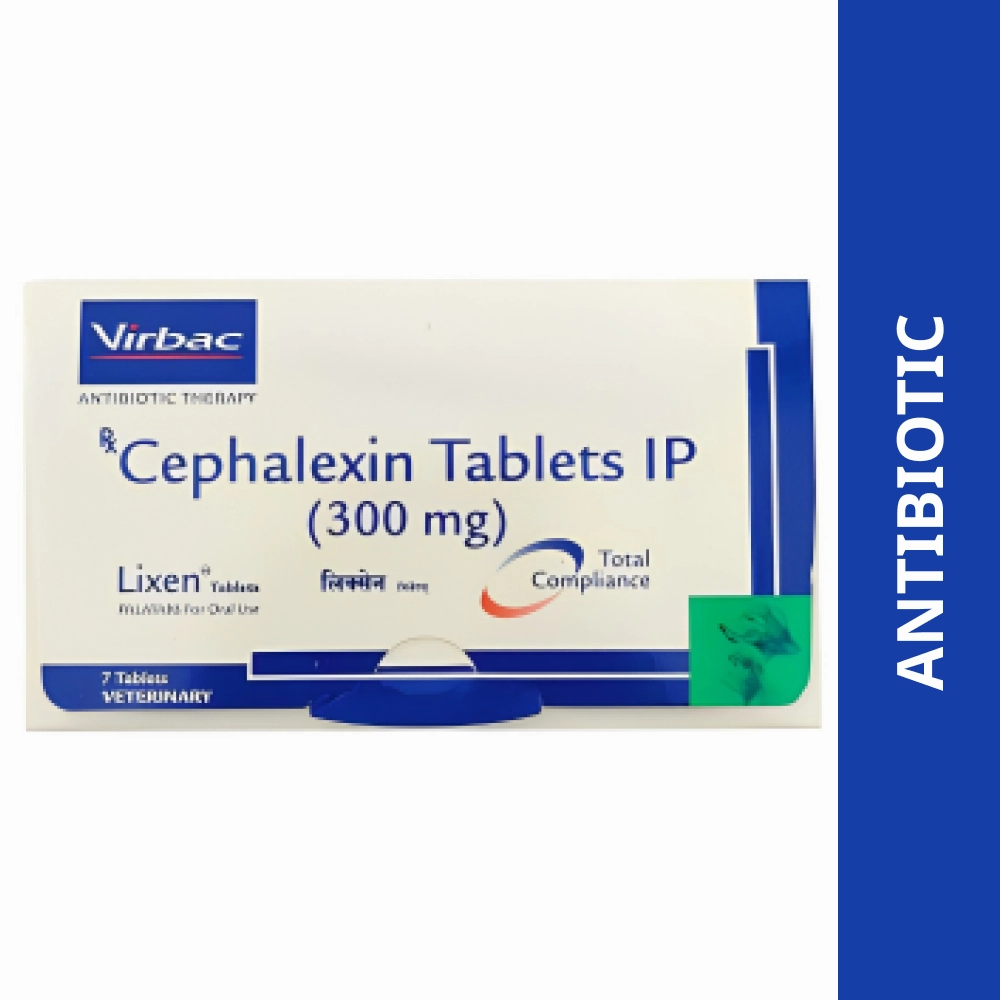 Virbac Lixen Palatab (Cephalexin) 300mg for Dogs (7 tablets) and Intas Neomec (Ivermectin) 10mg Tablets for Dogs Combo