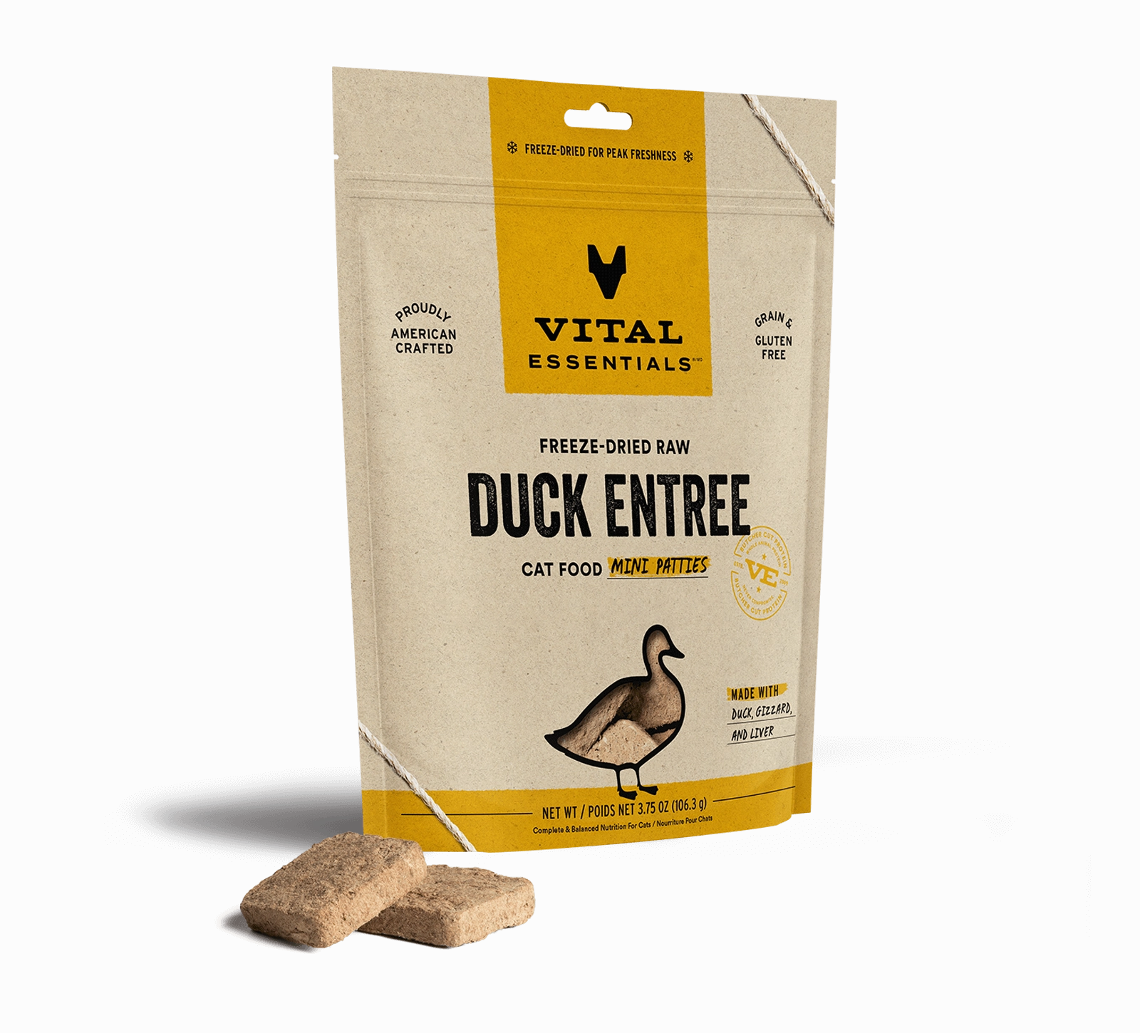Vital Essentials Duck Entree Mini Patties Freeze-Dried Raw Cat Food