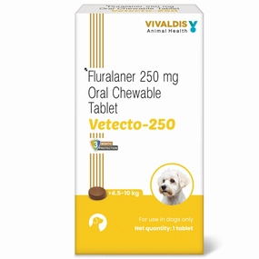 Vivaldis Vetecto 250 (Fluralaner) chewable tablet for Dogs (1 Chewable tab)