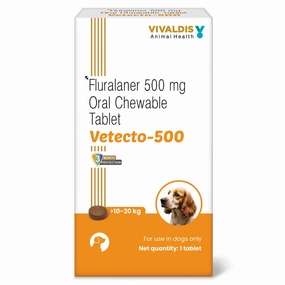 Vivaldis Vetecto 500 (Fluralaner) chewable tablet for Dogs (1 Chewable tab)