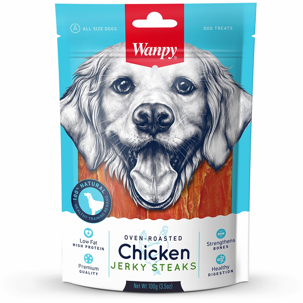 Wanpy Dog Oven-Roasted Chicken Jerky Steaks 100g