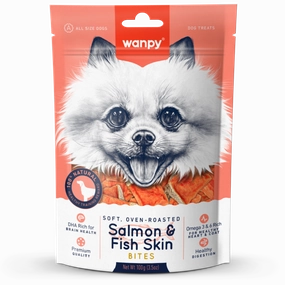 Wanpy Dog Soft Oven-Roasted Salmon & Fish Skin Bites 100g