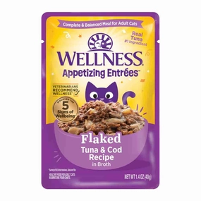 Wellness Appetizing Entrees Flaked Tuna & Cod Adult Pouch Cat Food 1.4oz