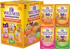 Wellness Appetizing Entrees Shredded & Mouse Favorites Poultry Variety Pack Pouches Wet Cat Food (8 pack)
