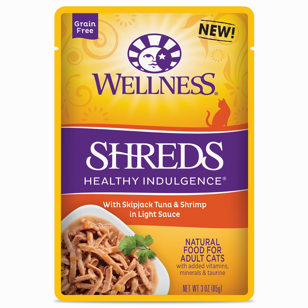 Wellness Cat Healthy Indulgence Shreds - Skipjack Tuna & Shrimp 3oz