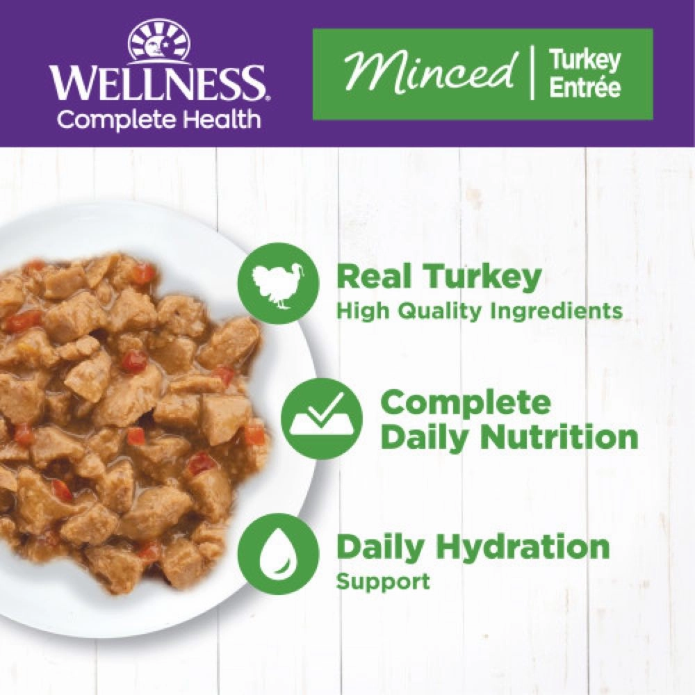Wellness Complete Health Minced Turkey Entree Grain-Free Canned Cat Food 156g