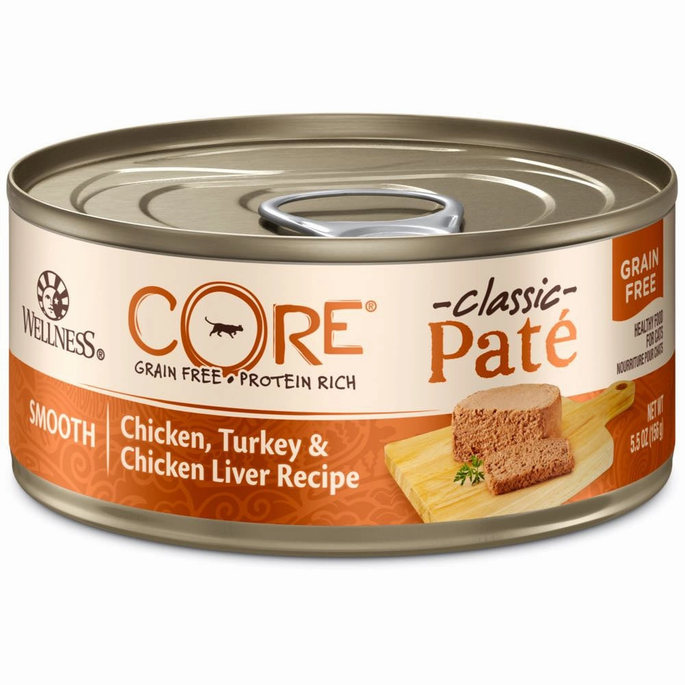 Wellness CORE Pate Chicken, Turkey & Chicken Liver Grain-Free Canned Cat Food 156g