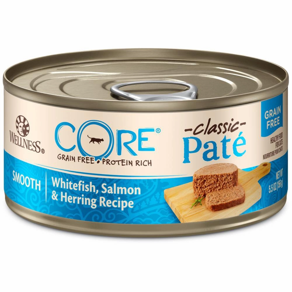 Wellness CORE Pate Whitefish, Salmon & Herring Grain-Free Canned Cat Food 156g