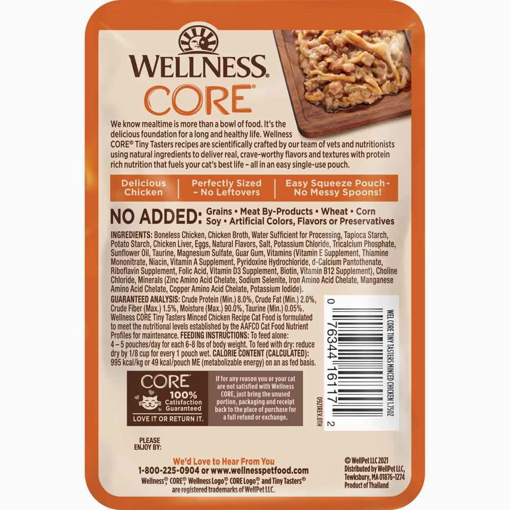 Wellness CORE Tiny Tasters Chicken Minced Grain-Free Adult Pouch Cat Food 1.75oz